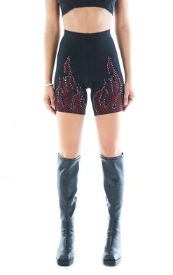 CARMAR RHINESTONE FLAME BIKE SHORTS
