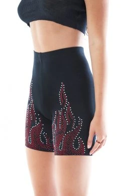 CARMAR RHINESTONE FLAME BIKE SHORTS