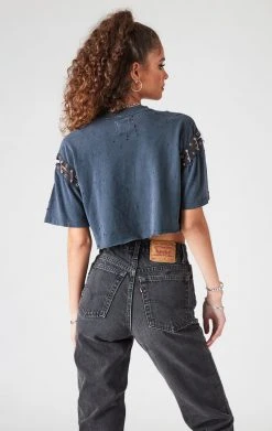 FURST OF A KIND VINTAGE NFL VINTAGE SPLIT SAFETY PIN CROPPED TEE