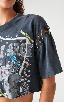 FURST OF A KIND VINTAGE NFL VINTAGE SPLIT SAFETY PIN CROPPED TEE