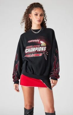 FURST OF A KIND SALE VINTAGE RED RHINESTONE FLAME SWEATSHIRT