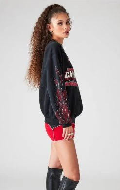 FURST OF A KIND SALE VINTAGE RED RHINESTONE FLAME SWEATSHIRT