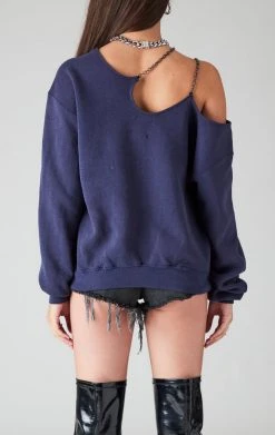 FURST OF A KIND VINTAGE ONE SHOULDER DOUBLE CHAIN SWEATSHIRT SALE