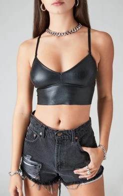 COMMANDO FAUX LEATHER BRALETTE