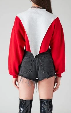 FURST OF A KIND SALE VINTAGE SPLICED V CROPPED SWEATSHIRT