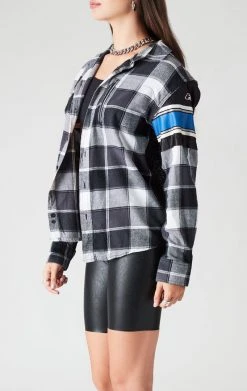 FURST OF A KIND VINTAGE JERSEY SLEEVE AND BACK INSERT PLAID SHIRT SALE