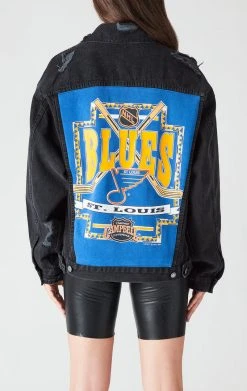 FURST OF A KIND VINTAGE DENIM JACKETS VINTAGE GRAPHIC BACK INSERT DENIM JACKET