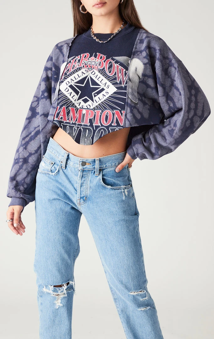 FURST OF A KIND VINTAGE SPLICED BLEACH CROPPED SWEATSHIRT 3 FURST OF A KIND VINTAGE SPLICED BLEACH CROPPED SWEATSHIRT
