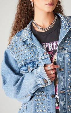 FURST OF A KIND FESTIVAL VINTAGE ALLOVER SPIKE STUD DENIM JACKET