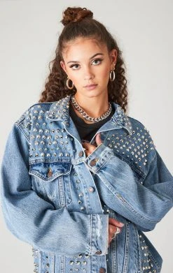 FURST OF A KIND FESTIVAL VINTAGE ALLOVER SPIKE STUD DENIM JACKET