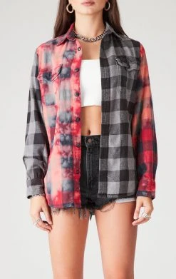 FURST OF A KIND SALE VINTAGE SPLICED BLEACH PLAID SHIRT