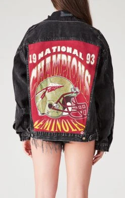 FURST OF A KIND VINTAGE GRAPHIC BACK INSERT DENIM JACKET VINTAGE DENIM JACKETS