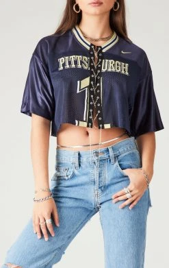 FURST OF A KIND VINTAGE COLLEGE VINTAGE CHAIN LACE UP JERSEY TEE