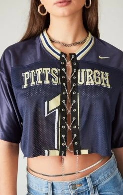 FURST OF A KIND VINTAGE COLLEGE VINTAGE CHAIN LACE UP JERSEY TEE