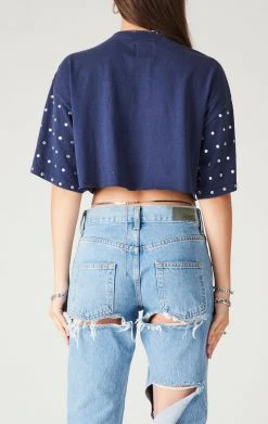 FURST OF A KIND VINTAGE ALLOVER RHINESTONE CROPPED TEE