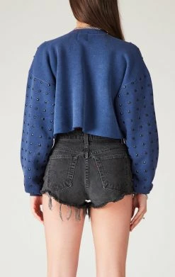 FURST OF A KIND SALE VINTAGE BLACK RHINESTONE CROPPED SWEATSHIRT