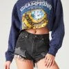 FURST OF A KIND SALE VINTAGE BLACK RHINESTONE CROPPED SWEATSHIRT
