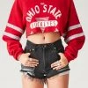 FURST OF A KIND VINTAGE RHINESTONE HOOP CROPPED SWEATSHIRT