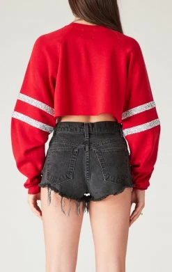 FURST OF A KIND VINTAGE RHINESTONE HOOP CROPPED SWEATSHIRT