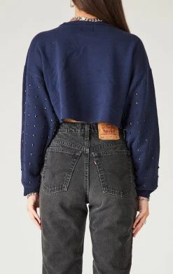 FURST OF A KIND VINTAGE BLACK RHINESTONE CROPPED SWEATSHIRT