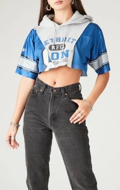 FURST OF A KIND SALE VINTAGE V SPLICED JERSEY CROPPED HOODIE