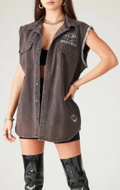 FURST OF A KIND VINTAGE HARLEY SLEEVELESS BUTTON DOWN