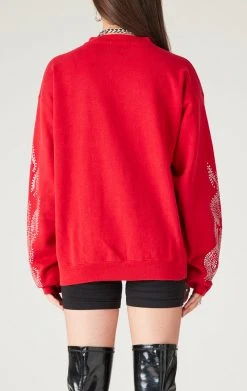 FURST OF A KIND VINTAGE SILVER RHINESTONE FLAME SWEATSHIRT SALE