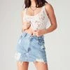 FURST OF A KIND BEST SELLERS VINTAGE ALLOVER RHINESTONE DENIM SKIRT