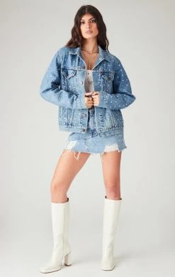 FURST OF A KIND VINTAGE DENIM JACKETS VINTAGE ALLOVER RHINESTONE DENIM JACKET