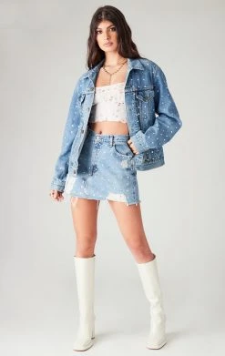 FURST OF A KIND VINTAGE DENIM JACKETS VINTAGE ALLOVER RHINESTONE DENIM JACKET