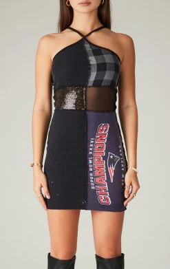 FURST OF A KIND VINTAGE SPLICED MIXED MEDIA DRESS