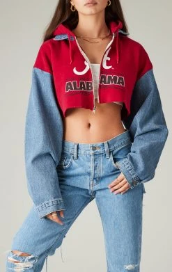 FURST OF A KIND VINTAGE SPLICED DENIM JACKET ZIP UP HOODIE VINTAGE DENIM JACKETS 7 FURST OF A KIND VINTAGE SPLICED DENIM JACKET ZIP UP HOODIE VINTAGE DENIM JACKETS