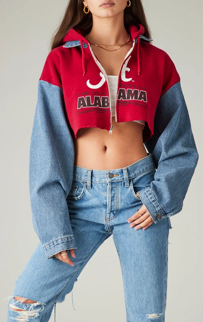 FURST OF A KIND VINTAGE SPLICED DENIM JACKET ZIP UP HOODIE VINTAGE DENIM JACKETS 5 FURST OF A KIND VINTAGE SPLICED DENIM JACKET ZIP UP HOODIE VINTAGE DENIM JACKETS