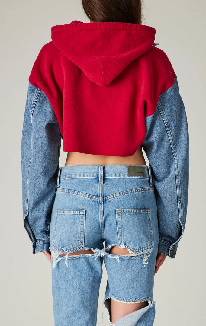 FURST OF A KIND VINTAGE SPLICED DENIM JACKET ZIP UP HOODIE VINTAGE DENIM JACKETS 4 FURST OF A KIND VINTAGE SPLICED DENIM JACKET ZIP UP HOODIE VINTAGE DENIM JACKETS