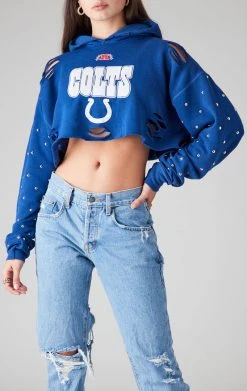 FURST OF A KIND VINTAGE STUDDED RIPPED CROPPED HOODIE