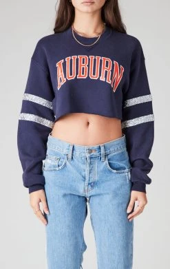 FURST OF A KIND VINTAGE RHINESTONE HOOP CROPPED SWEATSHIRT VINTAGE COLLEGE