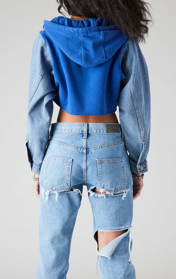 FURST OF A KIND VINTAGE DENIM JACKETS VINTAGE SPLICED DENIM JACKET ZIP UP HOODIE 4 FURST OF A KIND VINTAGE DENIM JACKETS VINTAGE SPLICED DENIM JACKET ZIP UP HOODIE