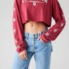 FURST OF A KIND VINTAGE COLLEGE VINTAGE MINI STAR PATCH LONG SLEEVE CROPPED TEE