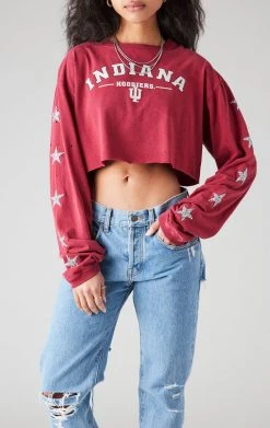 FURST OF A KIND VINTAGE COLLEGE VINTAGE MINI STAR PATCH LONG SLEEVE CROPPED TEE