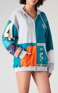 FURST OF A KIND VINTAGE SPLICED PATCHWORK ZIP UP HOODIE VINTAGE NFL