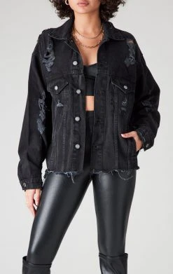 FURST OF A KIND VINTAGE GRAPHIC BACK INSERT DENIM JACKET VINTAGE DENIM JACKETS