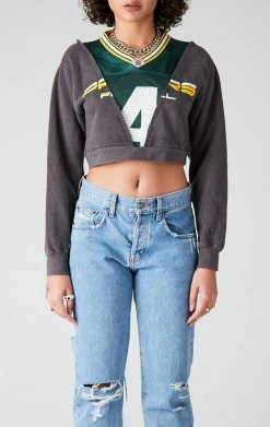 FURST OF A KIND VINTAGE V SPLICED JERSEY CROPPED SWEATSHIRT SALE