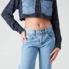 FURST OF A KIND SALE VINTAGE CROPPED PLAID SHIRT WITH DENIM POCKETS
