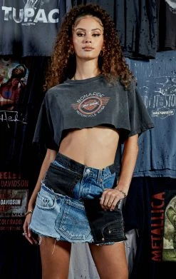 FURST OF A KIND VINTAGE DENIM PATCHWORK SKIRT VINTAGE DRINKS